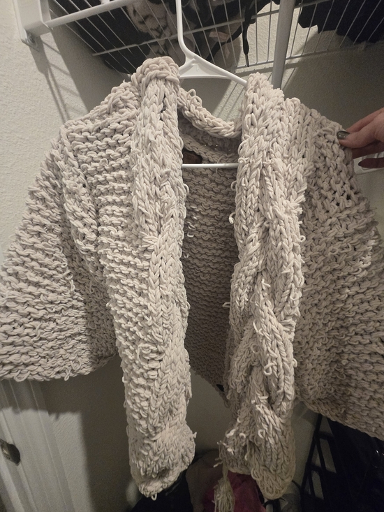 POL Sweaters - POL Chunky Cable Knit Open Cardigan - Cream